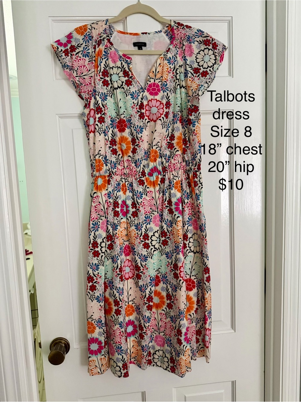 Talbots Multicolor Floral Midi Dress - Pink, Orange, Red, Green, Blue